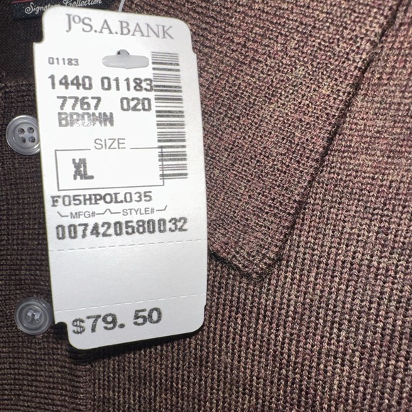 Jos A Bank Mens XL Brown Merino Wool Signature Collection Sweater Long Sleeve - Picture 4 of 5